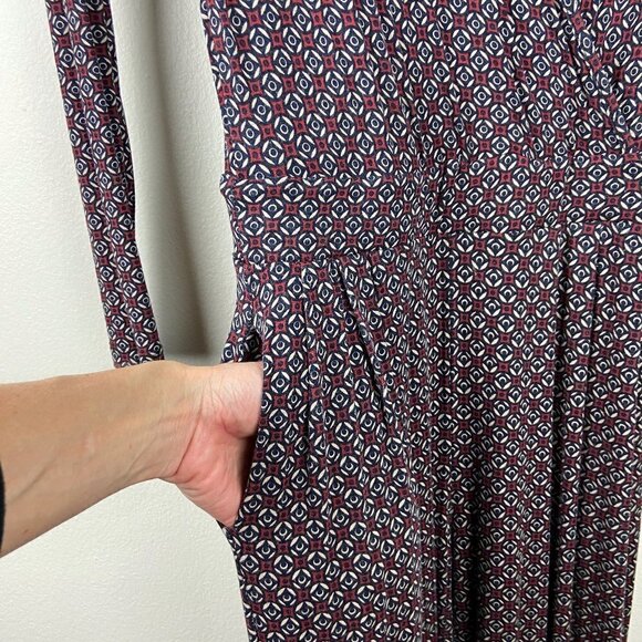 ASOS | Navy Red Tan Fitted Wrap Stretch Jumpsuit 4 - Picture 5 of 8